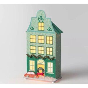 Target Lit LED Paper House Christmas Village Building  Wondershop™ Green Glitter